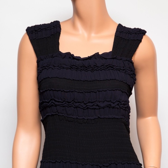 EUC. Vintage [Yoana Baraschi] Navy & Black Ruffled Y2K Tiered Mini Dress | Small - Picture 3 of 13